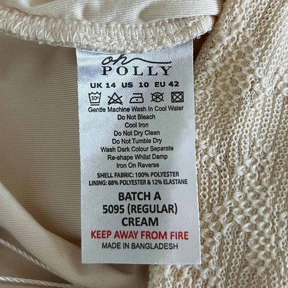 NWT OH POLLY | Zuni Lace Up Back High Waisted Flare Trousers in Cream | Size 10